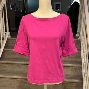 Lauren Ralph Lauren Pink 3/4 Cuffed Sleeve Tee